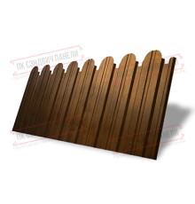 Профнастил фигурный С10 - 0,45 Окрас - Б, Двухсторонний Print Elite с пленкой Golden Wood.