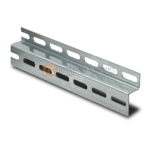Z-образный профиль перфорированный К241 62x32x2000-3,0 мм, из нержавеющей стали