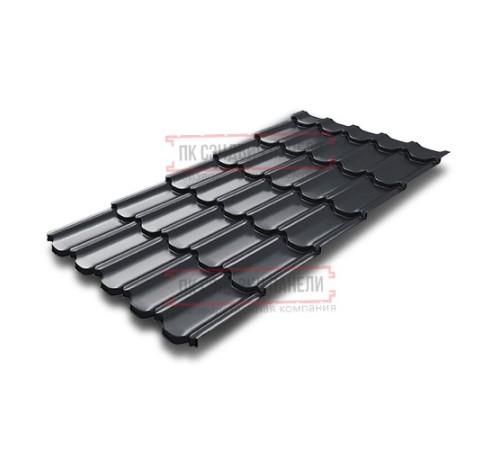 Металлочерепица Квинта плюс 3D RAL7024 Drap-0,45